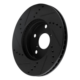 R1 01-05 Toyota RAV4 Front Right Drilled & Slotted Black Brake Rotor