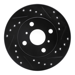 R1 91-99 Toyota Paseo Front Right Drilled & Slotted Black Brake Rotor
