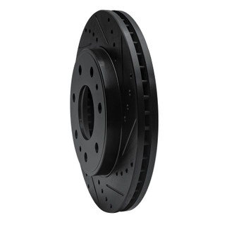 R1 09-09 Ford F-150 RWD Front Right Drilled & Slotted Black Brake Rotor