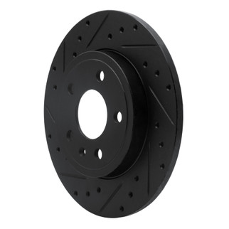 R1 00-09 Audi A4 Quattro Rear Left Drilled & Slotted Black Brake Rotor