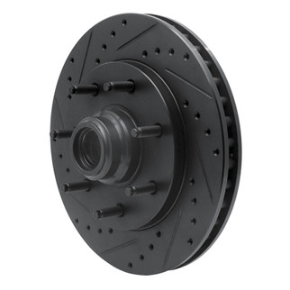 R1 97-04 Ford F-250 2WD (Excl Super Duty) Front Left Drilled & Slotted Black Brake Rotor