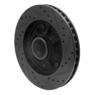 R1 97-04 Ford F-250 2WD (Excl Super Duty) Front Left Drilled & Slotted Black Brake Rotor