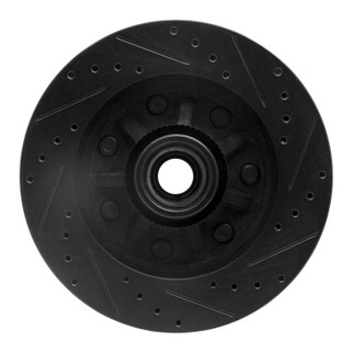 R1 97-04 Ford F-250 2WD (Excl Super Duty) Front Left Drilled & Slotted Black Brake Rotor