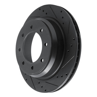 R1 12-21 Nissan NV1500 Rear Right Drilled & Slotted Black Brake Rotor
