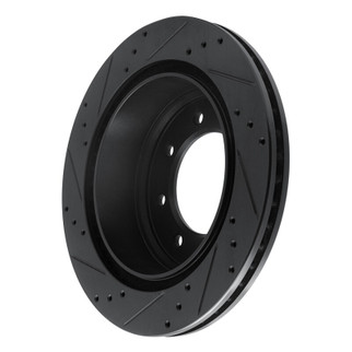R1 12-21 Nissan NV1500 Rear Right Drilled & Slotted Black Brake Rotor