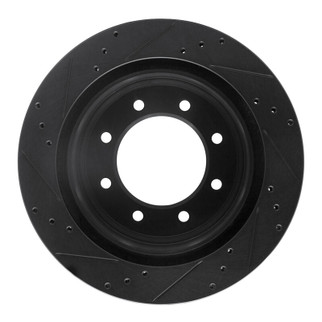 R1 12-21 Nissan NV1500 Rear Right Drilled & Slotted Black Brake Rotor