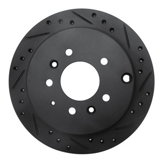 R1 92-06 Mazda 929 Rear Right Drilled & Slotted Black Brake Rotor