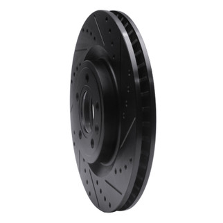R1 11-14 Ford Mustang Front Right Drilled & Slotted Black Brake Rotor