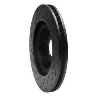 R1 11-14 Ford Mustang Front Right Drilled & Slotted Black Brake Rotor