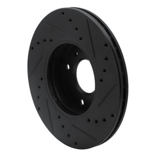 R1 93-06 Infiniti G20 Front Left Drilled & Slotted Black Brake Rotor