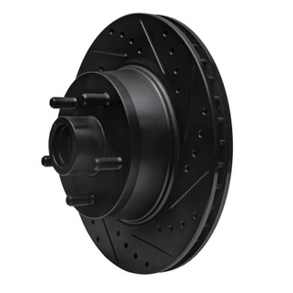 R1 68-73 Ford Mustang Front Right Drilled & Slotted Black Brake Rotor