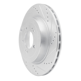 R1 08-15 Mitsubishi Lancer Rear Right Drilled & Slotted Silver Brake Rotor