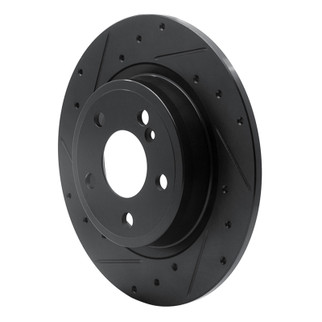R1 14-20 Infiniti QX30 Rear Left Drilled & Slotted Black Brake Rotor