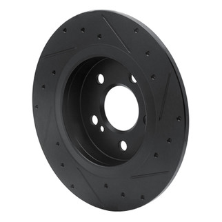 R1 14-20 Infiniti QX30 Rear Left Drilled & Slotted Black Brake Rotor