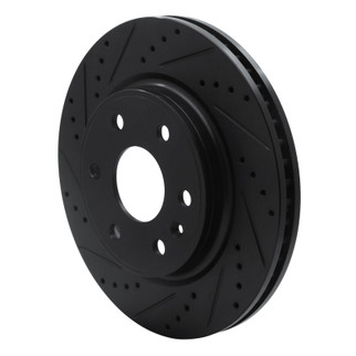 R1 07-17 Buick Enclave Front Left Drilled & Slotted Black Brake Rotor