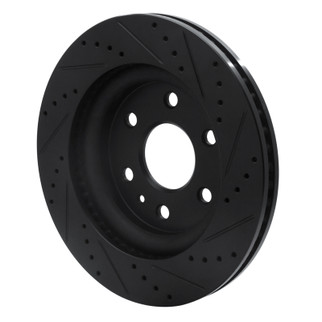 R1 07-17 Buick Enclave Front Left Drilled & Slotted Black Brake Rotor