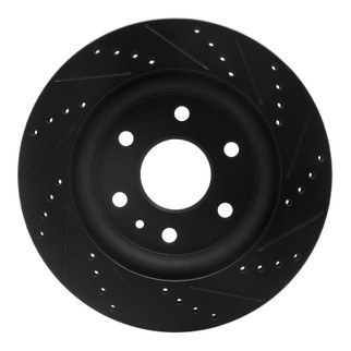 R1 07-17 Buick Enclave Front Left Drilled & Slotted Black Brake Rotor