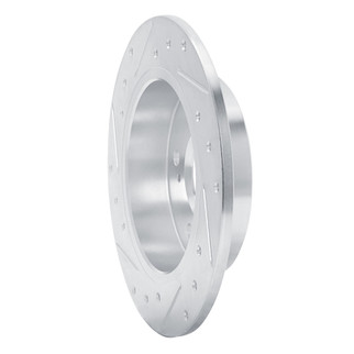 R1 94-98 Nissan 240SX Rear Right Drilled & Slotted Silver Brake Rotor