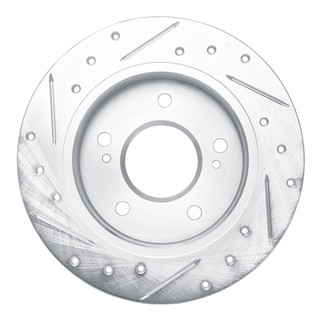 R1 94-98 Nissan 240SX Rear Right Drilled & Slotted Silver Brake Rotor