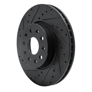 R1 16-25 Cadillac CT5 Front Left Drilled & Slotted Black Brake Rotor