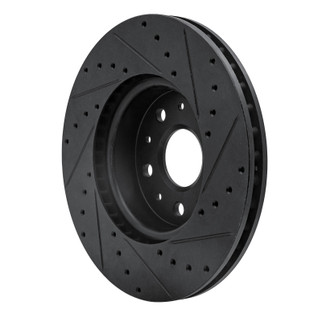 R1 16-25 Cadillac CT5 Front Left Drilled & Slotted Black Brake Rotor