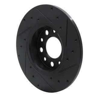 R1 15-25 Alfa Romeo Tonale Rear Left Drilled & Slotted Black Brake Rotor