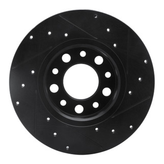 R1 15-25 Alfa Romeo Tonale Rear Left Drilled & Slotted Black Brake Rotor