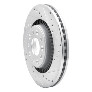 R1 05-09 Ford Five Hundred Front Right Drilled & Slotted Silver Brake Rotor