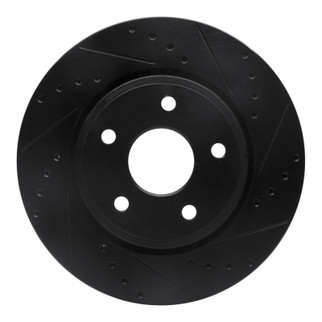 R1 05-10 Jeep Commander Front Right Drilled & Slotted Black Brake Rotor