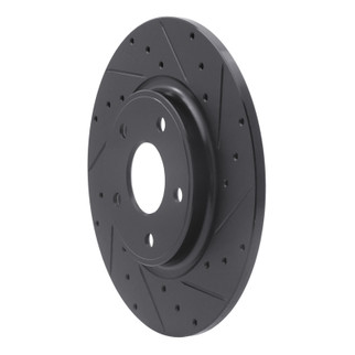 R1 12-20 Chrysler Town & Country Rear Right Drilled & Slotted Black Brake Rotor