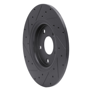 R1 12-20 Chrysler Town & Country Rear Right Drilled & Slotted Black Brake Rotor