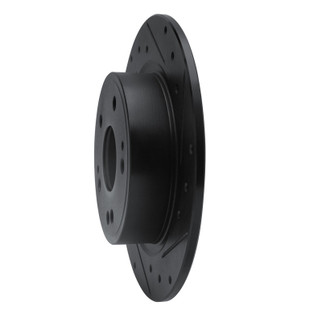 R1 2016-2025 Honda HR-V Rear Right Drilled & Slotted Black Brake Rotor