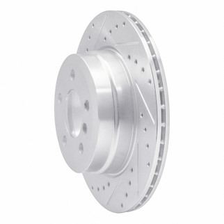 R1 07-19 BMW X6 Rear Left Drilled & Slotted Silver Brake Rotor