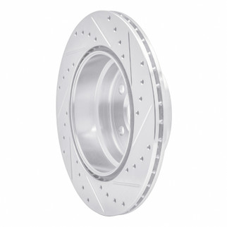 R1 07-19 BMW X6 Rear Left Drilled & Slotted Silver Brake Rotor