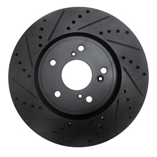 R1 2013-2025 Acura Integra Front Left Drilled & Slotted Black Brake Rotor