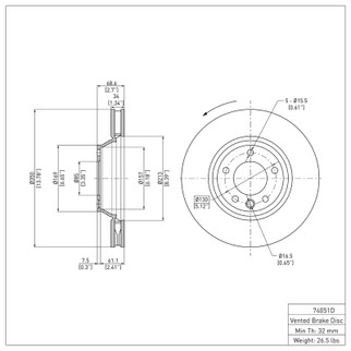 DFC 03-15 Audi Q7 Left Front Brake Rotor