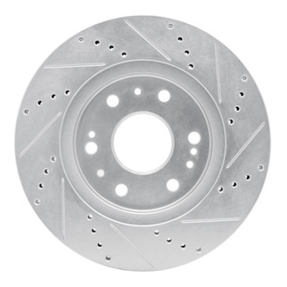 R1 05-19 Chevrolet Silverado 1500 Front Left Drilled & Slotted Silver Brake Rotor