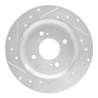 R1 1979-1981 Nissan Maxima Rear Right Drilled & Slotted Silver Brake Rotor