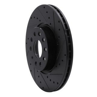 R1 2005-2025 Audi A3 Quattro Front Right Drilled & Slotted Black Brake Rotor