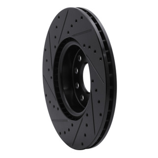 R1 2005-2025 Audi A3 Quattro Front Right Drilled & Slotted Black Brake Rotor