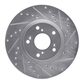 R1 06-15 Honda Civic Si Front Right Drilled & Slotted Silver Brake Rotor