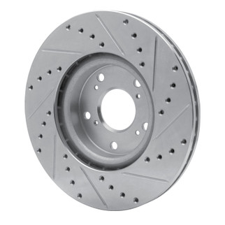 R1 06-15 Honda Civic Si Front Left Drilled & Slotted Silver Brake Rotor