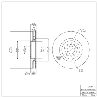 DFC 04-07 Volvo S60/V70 Front Brake Rotor