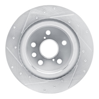 R1 2021-2025 Lexus IS350 Rear Right Drilled & Slotted Silver Brake Rotor