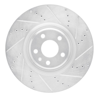 R1 2012-2018 Audi A6 (USA/Canada) Front Right Drilled & Slotted Silver Brake Rotor
