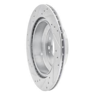 R1 2005-2012 Acura RL Rear Right Drilled & Slotted Silver Brake Rotor
