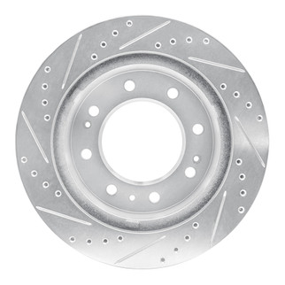 R1 2011-2025 Chevrolet Silverado 3500 HD Front Right Drilled & Slotted Silver Brake Rotor