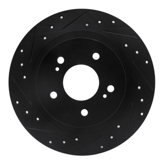 R1 1984-1988 Nissan 200SX Rear Left Drilled & Slotted Black Brake Rotor
