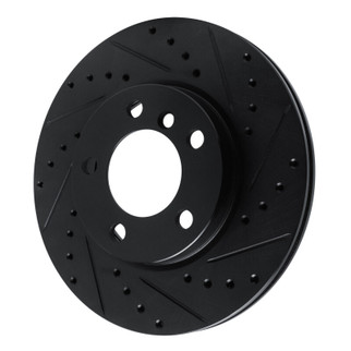 R1 11-16 Mini Cooper Paceman Front Right Drilled & Slotted Black Brake Rotor
