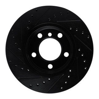 R1 11-16 Mini Cooper Paceman Front Right Drilled & Slotted Black Brake Rotor